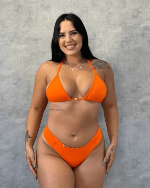 conjunto calcinha borboleta delonay laranja